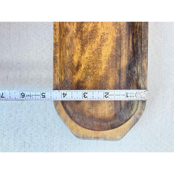 Vintage Wooden Serving Tray | Rustic Wood Catchall | Mid-Century Style - Picture 6 of 7